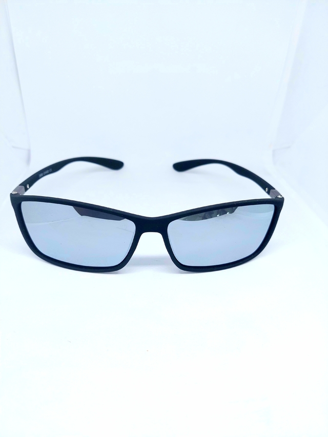 Óculos de Sol Masculino Preto Espelhado Retangulo Acetato 2688