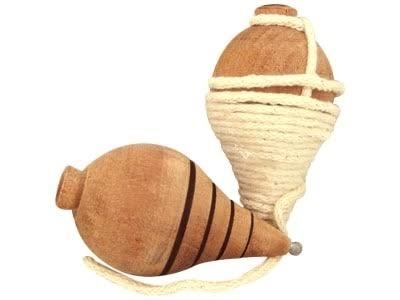 Brinquedo Pião de madeira com fieira - Papelaria Criativa