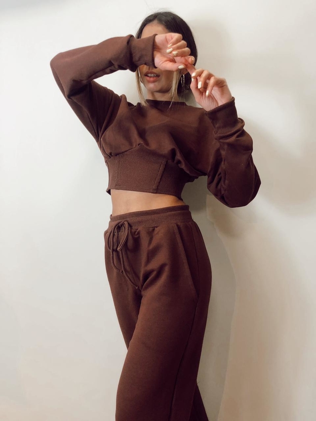Calça sales moletom marrom