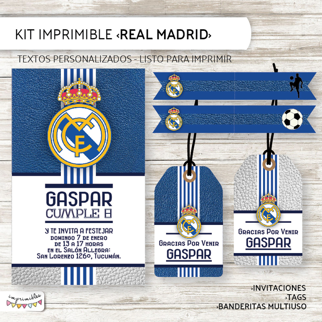 Kit imprimible Real Madrid - Comprar en Imprimibles