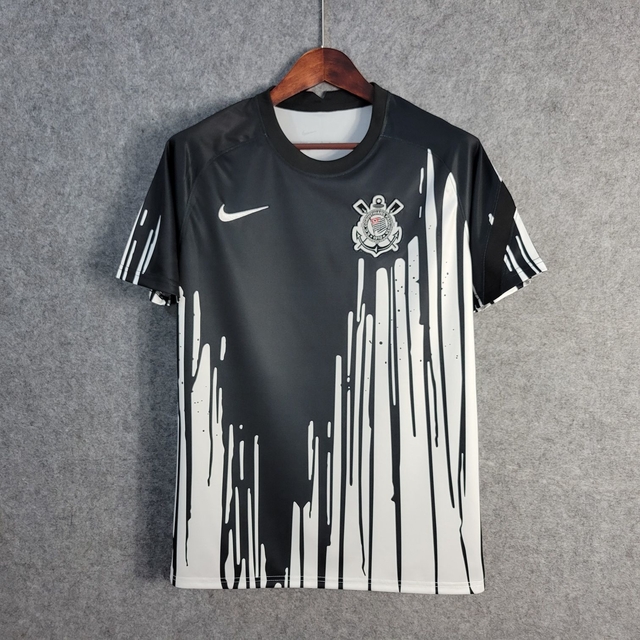 Camisa Corinthians Pré jogo 22/23 Preta e Branca Nike Masculina