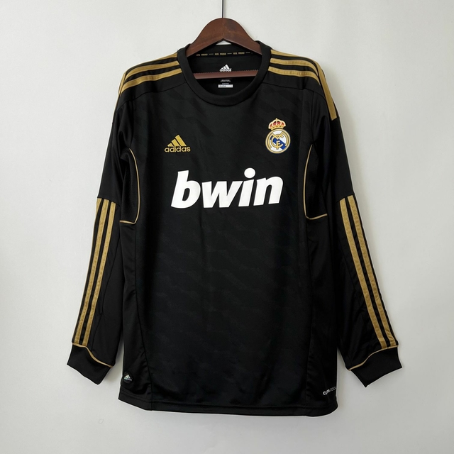 Camisa Real Madrid II Retrô 2011/2012 Manga Longa - Preta e Dourada
