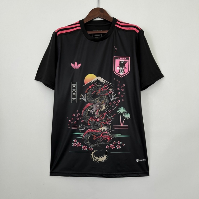 Camisa Seleção Japão Dragão 23/24 Preta e Rosa