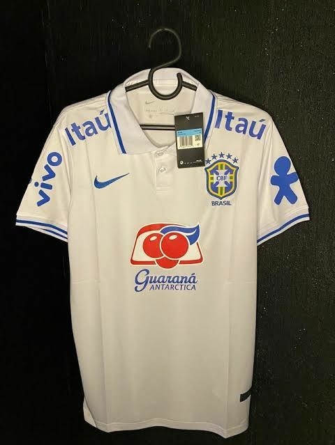 Camisa do Brasil Branca polo Nike 21/22 Patrocínio Guaraná