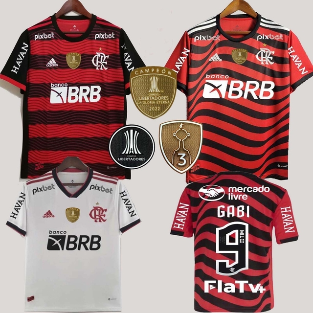 Camisa Flamengo III 22/23 Todos Patchs Estado Patches Libertadores - A