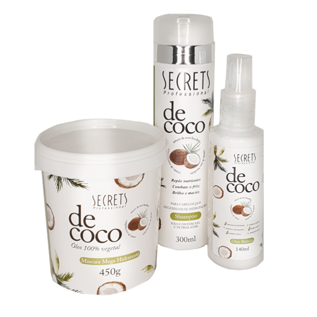 Kit Completo Mega Hidratante de Coco Secrets Shampoo Máscara e