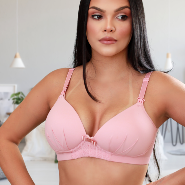 Pale Brown Maternity Bra without Rim without Bulge