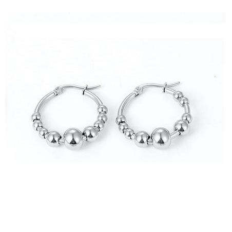 Aros argollas acero quirurgico con bolitas