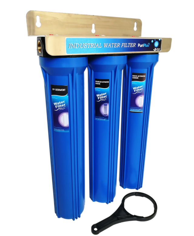 Sistema de filtrado de agua de 3 etapas para toda la casa, puerto de 3/4 de  pulgada con 2 válvulas y 3 filtros