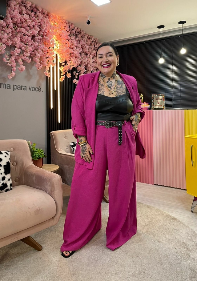 Calça rosa plus best sale size