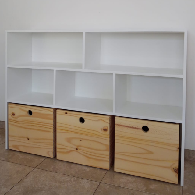 MUEBLE ORGANIZADOR DE JUGUETES 5 MÓDULOS / 3 CAJONES