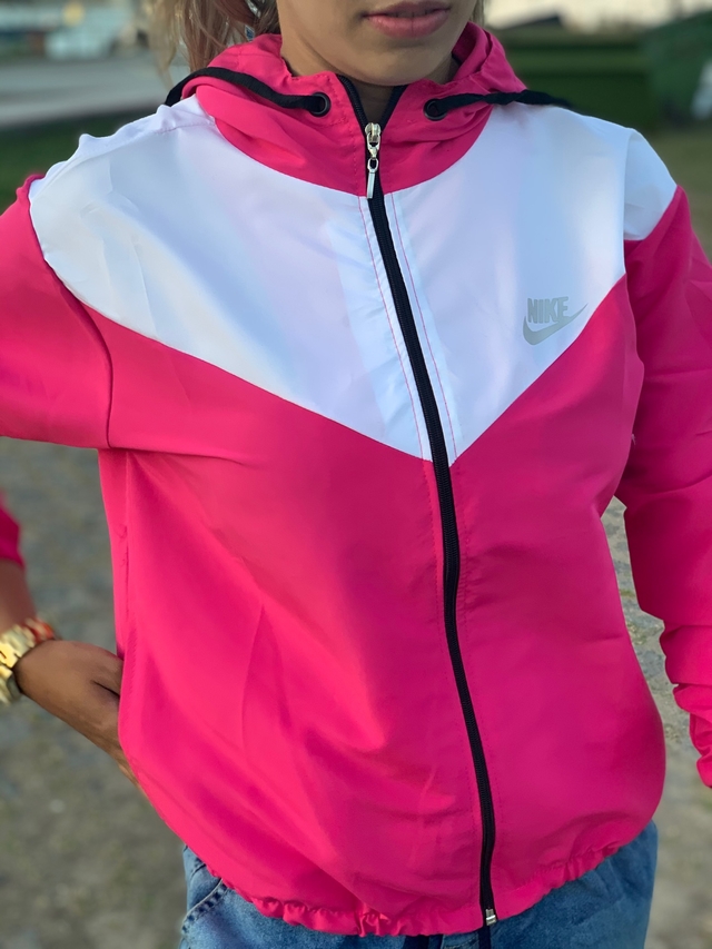 Corta vento Nike Branco e rosa