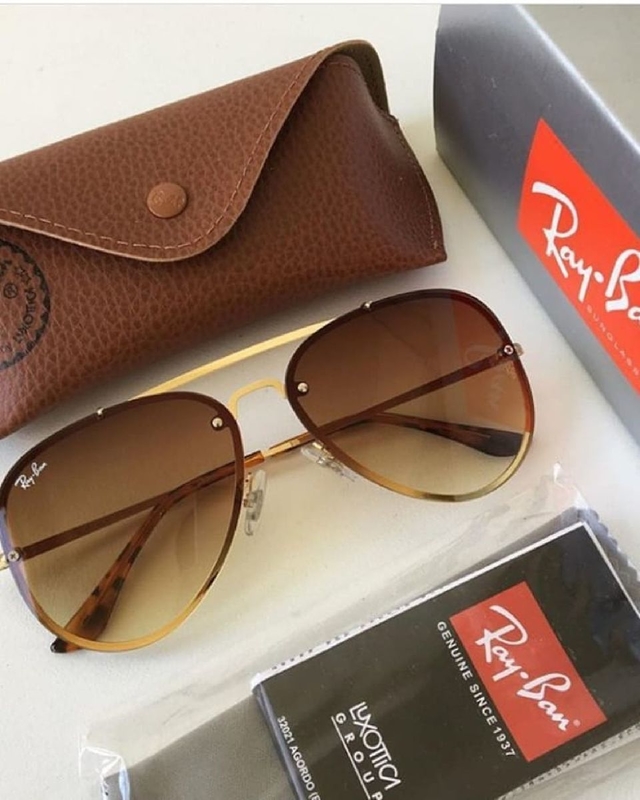 ÓCULOS DE SOL RAY BAN BLAZE AVIADOR DOURADO MARROM DEGRADE