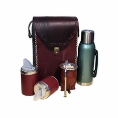 Set Matero Cuero Completo Termo 24hs Mate Uruguayo Latas - tienda online