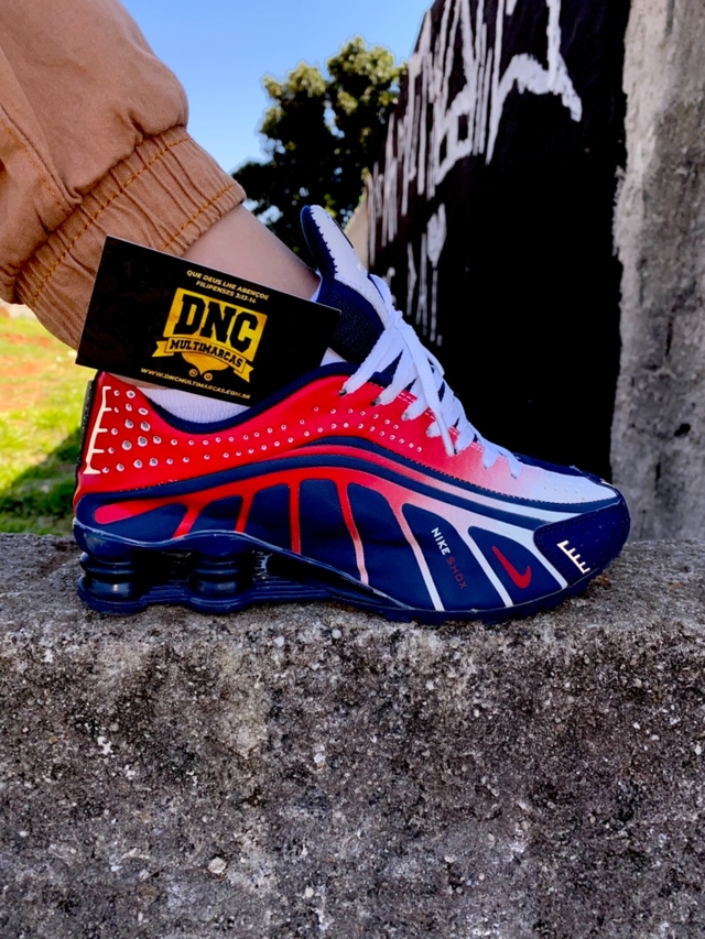 NIKE SHOX NEYMAR R4 4 MOLAS - VERMELHO/AZUL/BRANCO