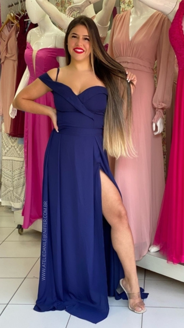 Vestido azul cheap escuro
