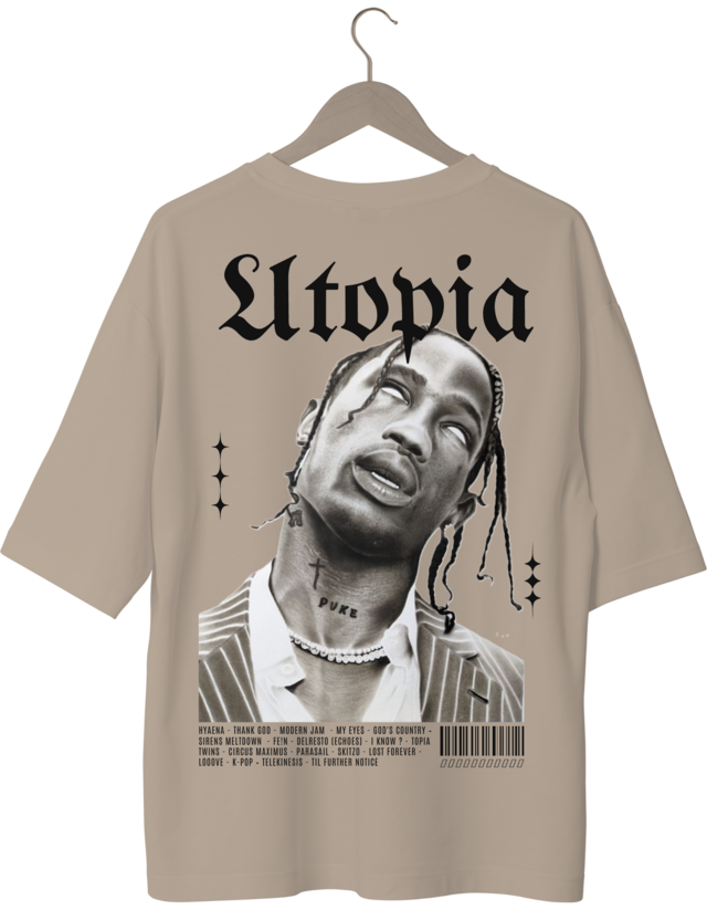 Camiseta Oversized Travis Scott Utopia - Purple Pink