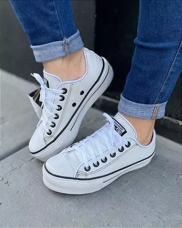 All star best sale branco couro 32