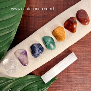 Kit 7 Chakras com bastão de Selenita