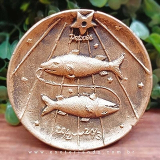 Incensário dourado em resina signo de peixes