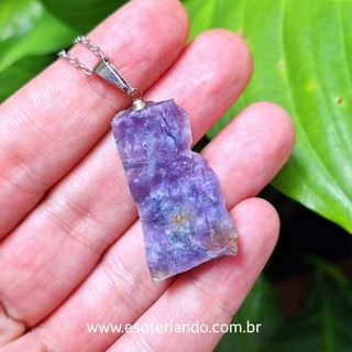 Colar pedra Charoíta bruta - Chama violeta de Saint Germain