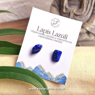 Brinco de pedra Lápis Lazuli - inteligência e sabedoria