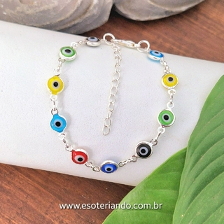 Pulseira Olho Grego Azul Claro - Céu de Prata