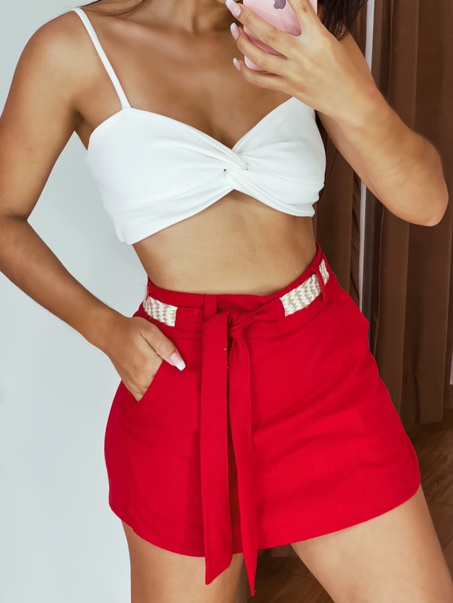 Short saia cheap vermelho
