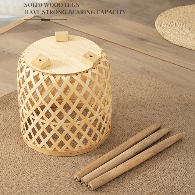 Vaso de flores feito de bambu feito à mão com suporte para flores