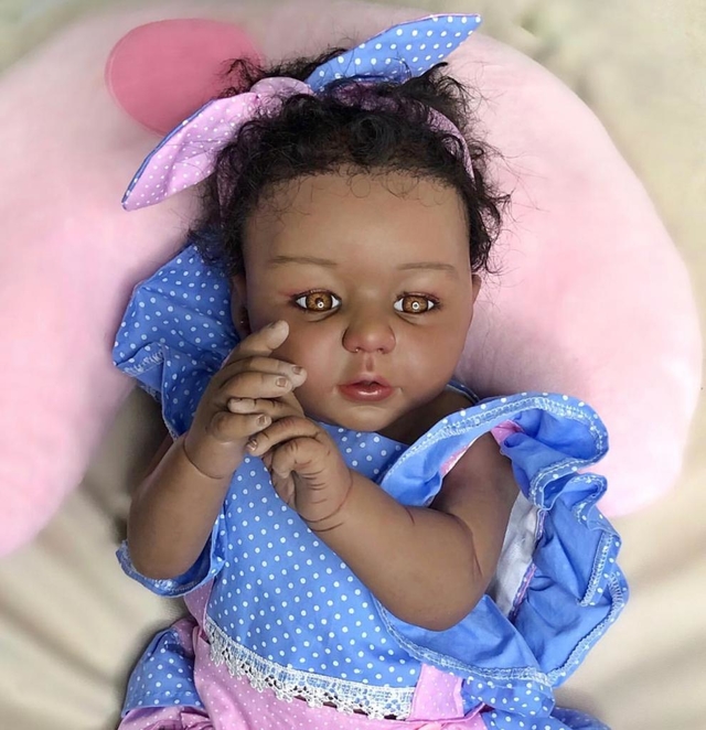 Bebê Reborn Negra , Cabelo Fio a Fio , Muito Realista