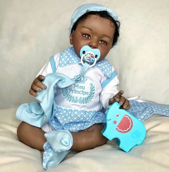 BEBÊ REBORN REALISTA MENINA KYLIN NEGRA