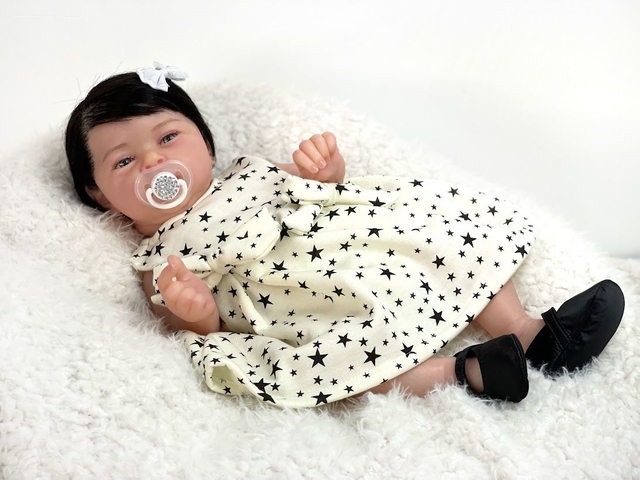 Boneca Bebê Reborn Rebeca Corpo de Tecido 50cm - Boneca Reborn Original  Silicone