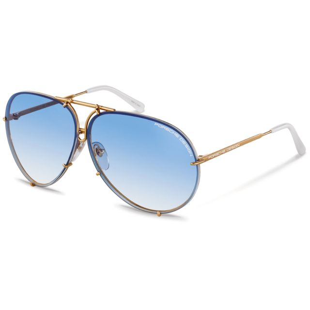 Óculos de Sol Feminino Porsche Design Dourado/Branco Aviador/Troca de Lente  P8478 W 66