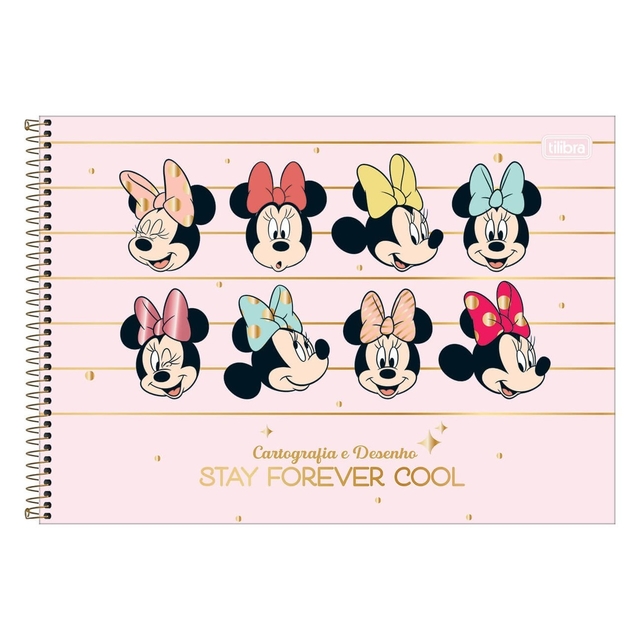 Caderno cartografia e desenho capa dura 80 folhas Disney Minnie Kawaii,  Spiral, 2373631- PT 1 UN - Escolar - Kalunga