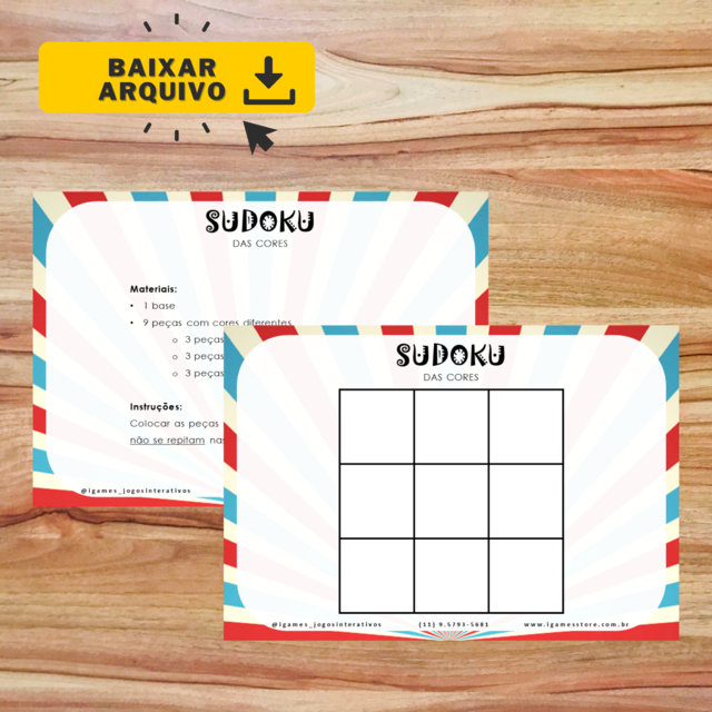 Sudoku para jogo de educação infantil conjunto de cores use