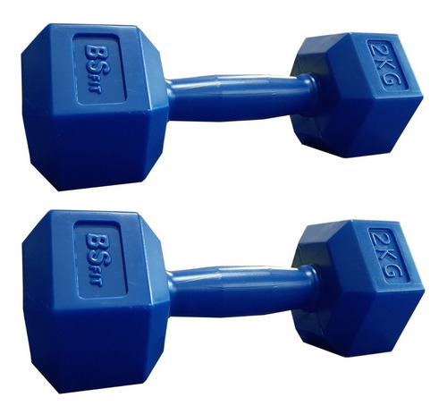 Par Mancuernas Bsfit 2 Kg Pesas Hexagonal Plástico Bicep Gym