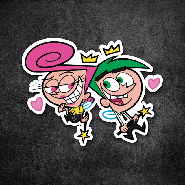 Sticker de Los Padrinos Mágicos Cosmo y Wanda Enamorados Sticker