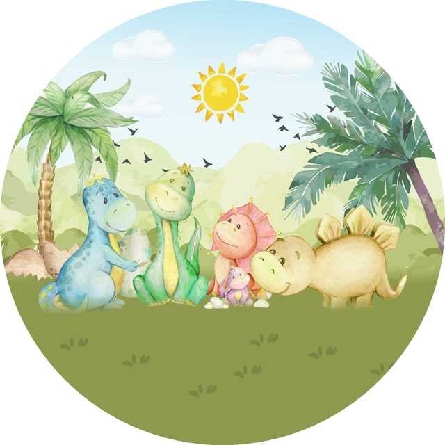 Painel Retangular Dinossauro Dino Baby Cute Sublimado 1,5m x 2,2m