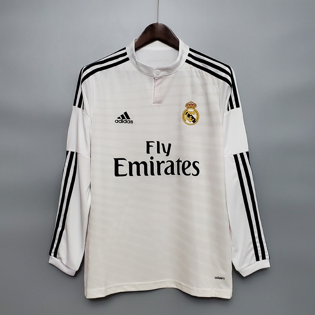 Camisa Retrô Real Madrid 14/15 "RONALDO 7" Home Manga Longa Adidas - Branca