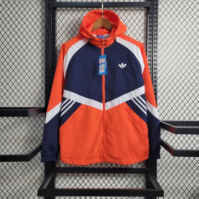 Corta vento adidas cheap laranja listra branca