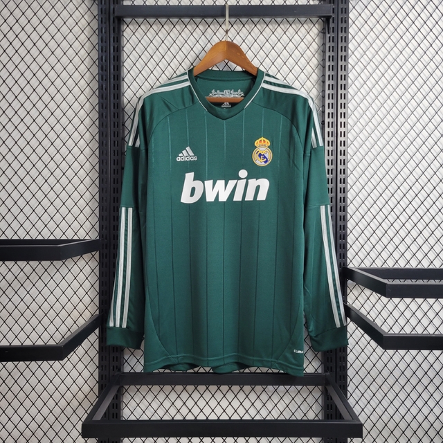 Camisa Retrô Real Madrid 12/13 Away Manga Longa Adidas - Verde