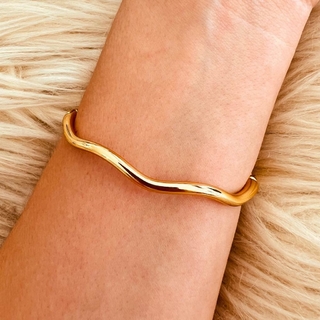 Bracelete Dourado Onda