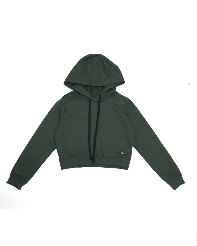 Green crop top hoodie hot sale