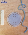 Kit de Bases de Acrílico Farmacinha para Crochê com Tampa Poá Azul/Branco - Redonda 15cm