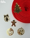 Kit de 5 Tags de Acrílico para Crochê - Especial Natal Dourado