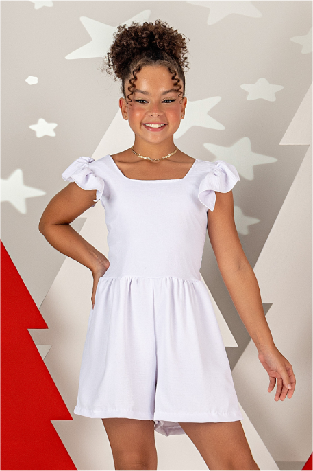 Macaquinho Infantil Menina Branco Agatha Forrado