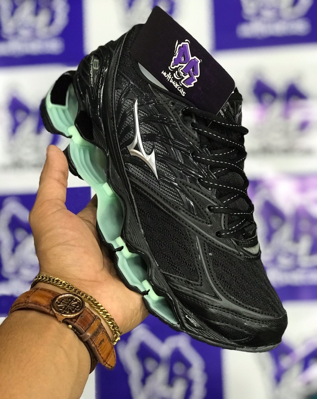 mizuno wave pro 8 preto/verde agua - PR multimarcas