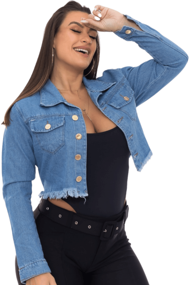 Jaqueta Jeans Feminina Desfiada Destroyed