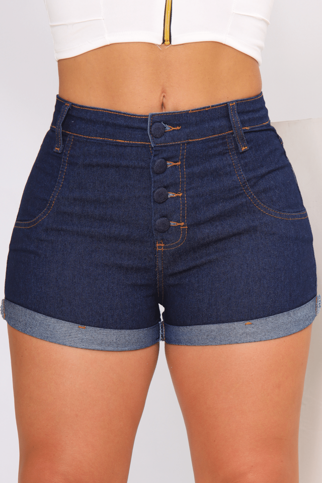 Short Jeans Feminino Cintura Alta Desfiado