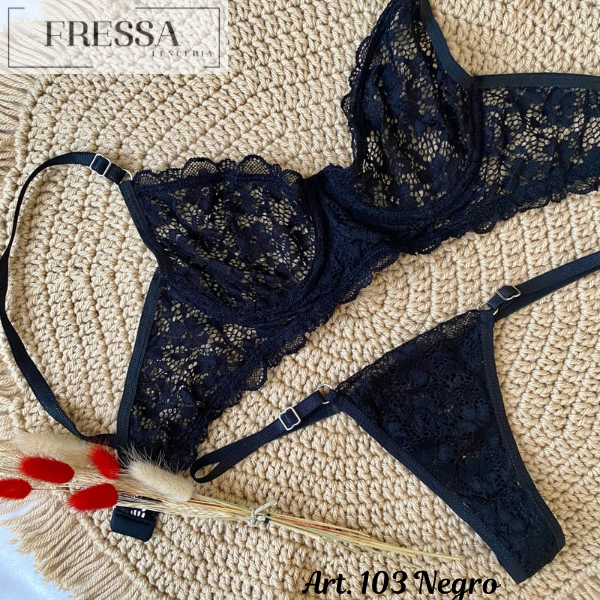 103 Conjunto Encaje c Aro Negro Comprar en Fressa